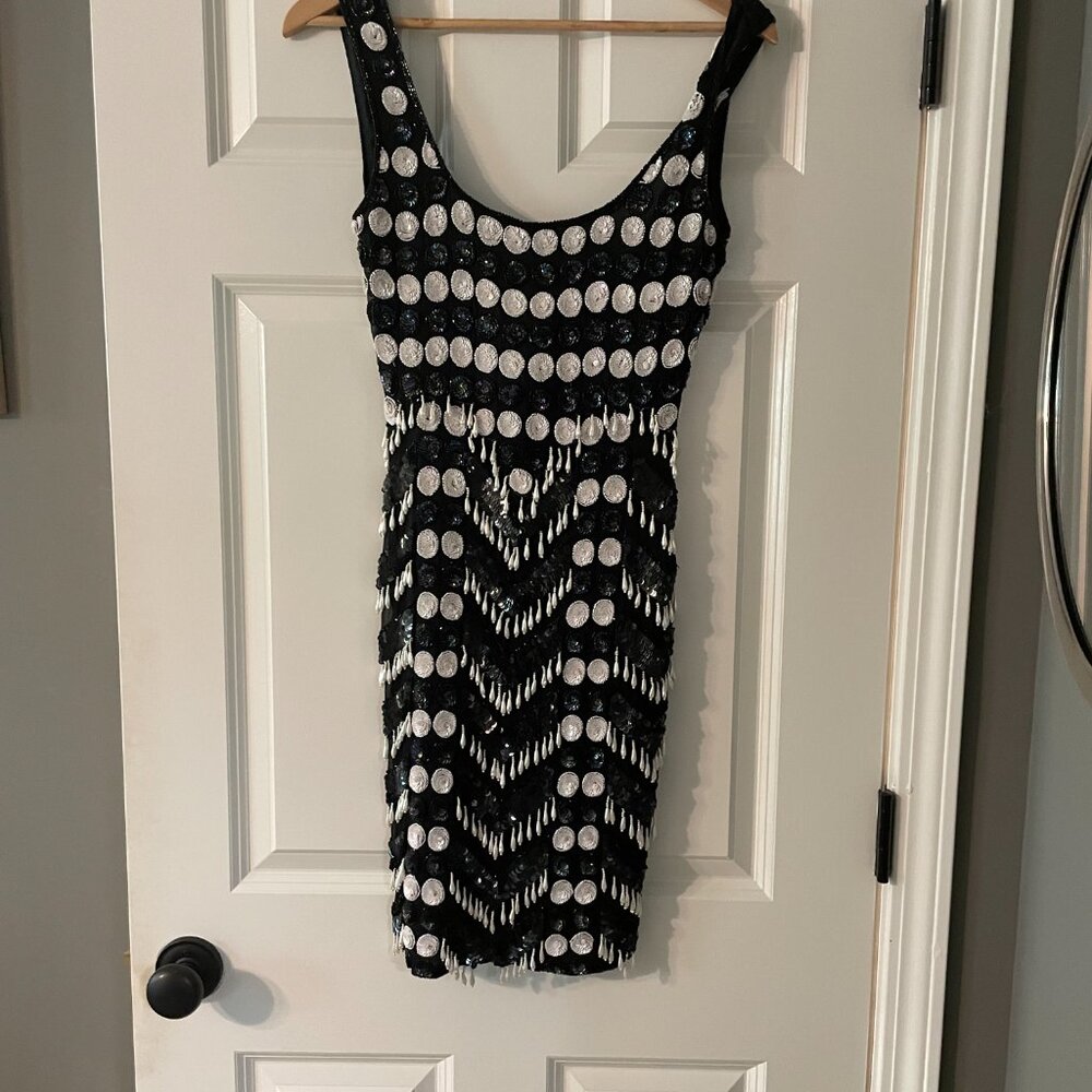 **Vintage Silk Dress with Detailed Beading**
